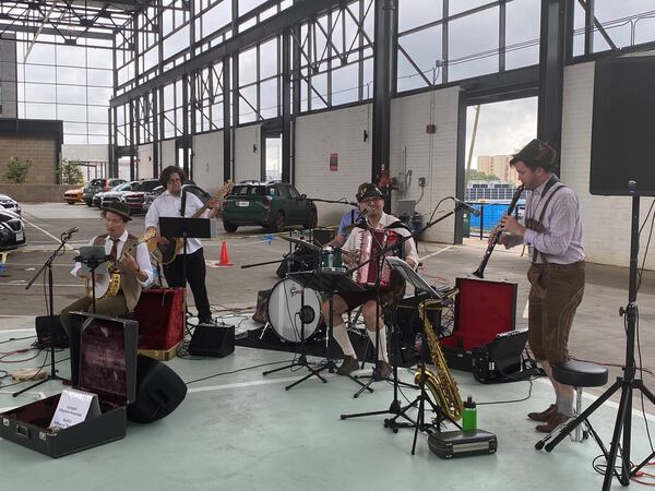 Elsewhere Brewing’s new location in West Midtown features a spacious open-air garage with room for live music and pickleball courts.
(Bob Townsend for the Atlanta Journal Constitution)