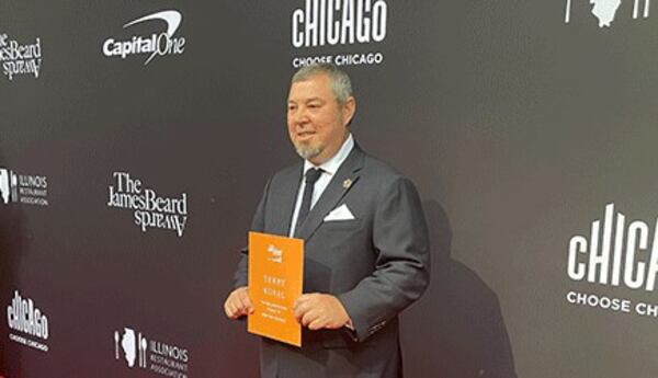 Chef Terry Koval of the Deer and the Dove and B-Side in Decatur is seen on the red carpet at the James Beard Foundation Awards in Chicago. Angela Hansberger for The Atlanta Journal-Constitution