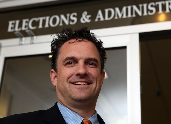 MAY 15,2013-ATLANTA: Portrait of Rick Barron at the Fulton County Elections office in Atlanta on Wednesday May 15th, 2013. The Fulton County commission was expected to vote on whether to hire Barron as the county's new elections director. PHIL SKINNER / PSKINNER@AJC.COM Editor's note:CQ, since he doesn't yet have the job I photographed him in the former chief's office where he was waiting to hear to vote. He said however that they would most likely be in executive session during the vote & he would not be there Rick Barron