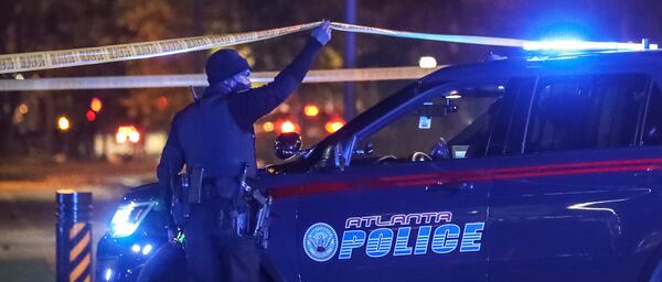 Atlanta police at a downtown crime scene in the early morning hours of December 10, 2020. (John Spink / John.Spink@ajc.com)


