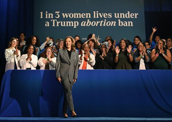 Vice President Kamala Harris made a campaign stop at the Cobb Energy Performing Arts Centre in Atlanta on Friday.