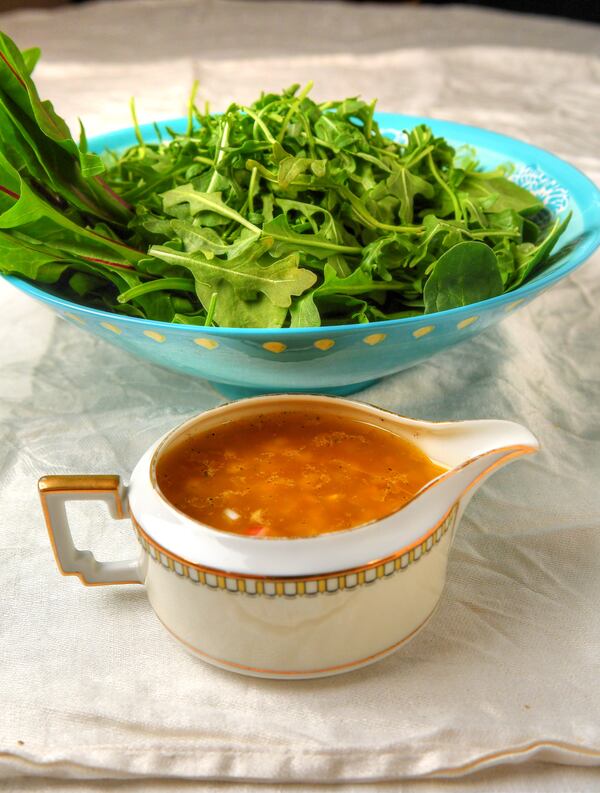 You can personalize Spring Greens Salad with Shallot Vinaigrette by adding your favorite spices and/or fruits and vegetables. (Styling by Julia Skinner / Chris Hunt for the AJC) 