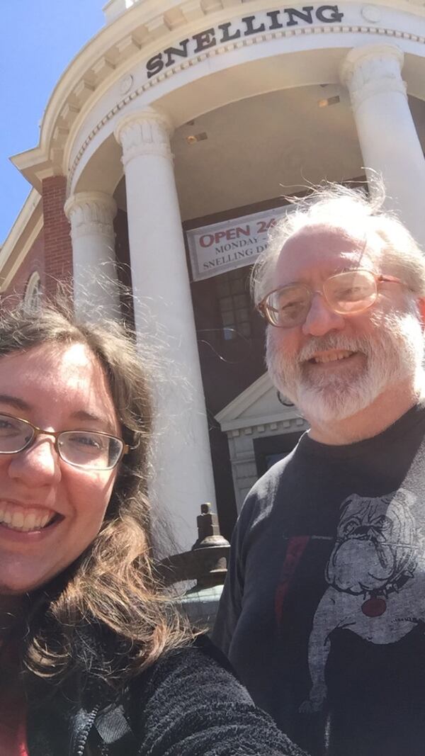 Shortly before Olivia King graduated from UGA in the spring of 2016, she visited Snelling Dining Commons with her dad, writer Bill King. Courtesy of Olivia King