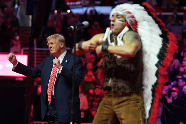 President-elect Donald Trump danced with The Village People at a rally in Washington on Sunday.