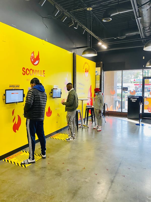 Scoville Hot Chicken’s ordering system minimizes staff contact. Wendell Brock for The Atlanta Journal-Constitution