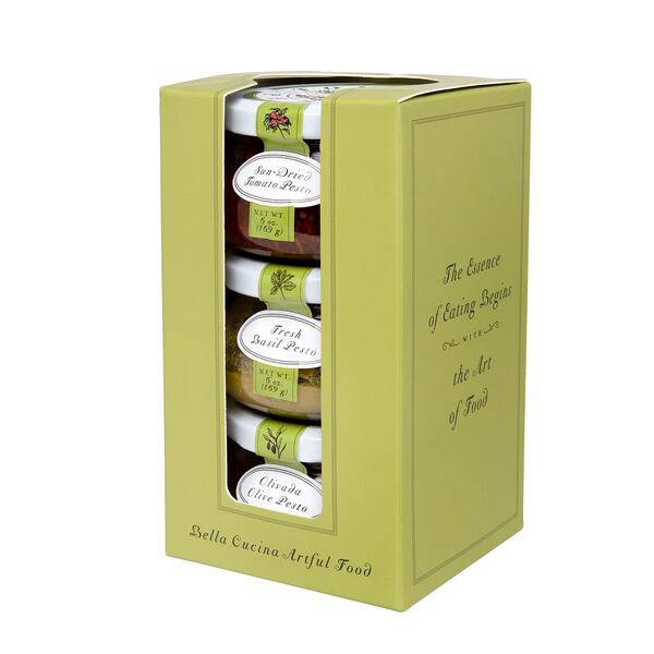 Classic pesto collection gift box from Bella Cucina Artful Food.  Courtesy of Bella Cucina