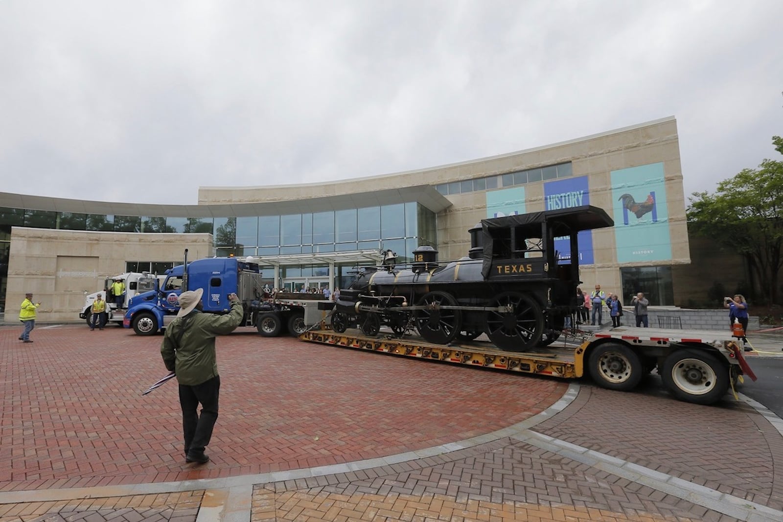 The Texas, the famous participant in the Civil War-era Great Locomotive Chase, arrived at its new home at the Atlanta History Center on May 4, 2017.  FILE