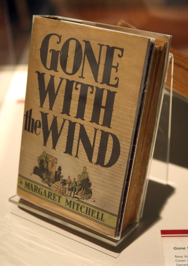 The cover of a 1936 first edition of Gone With the Wind is shown at the Margaret Mitchell "lost" Gone with the Wind manuscript exhibit at the Atlanta History Center Tuesday afternoon in Atlanta, Ga., May 25, 2011.