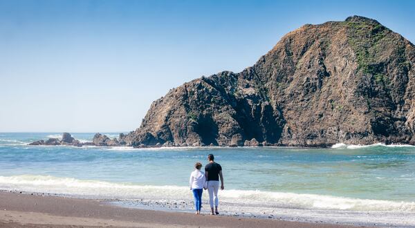 The beach in Elk, California, features striking rock formations known as sea stacks just off shore. 

Courtesy of Scared Rock Inn