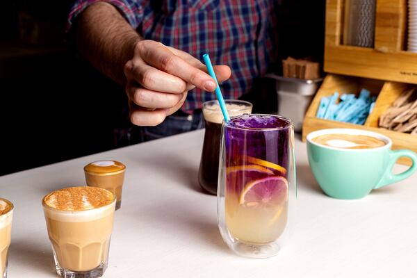 The Butterfly Pea Flower drink from Bloom Doughnuts. / Courtesy of Bloom Doughnuts