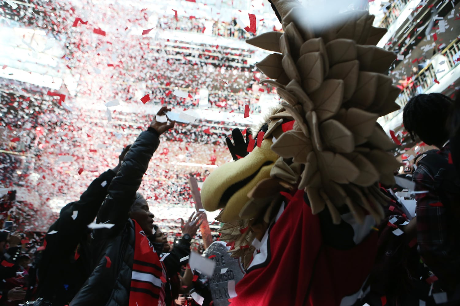 Falcons pep rally at Atlanta City Hall