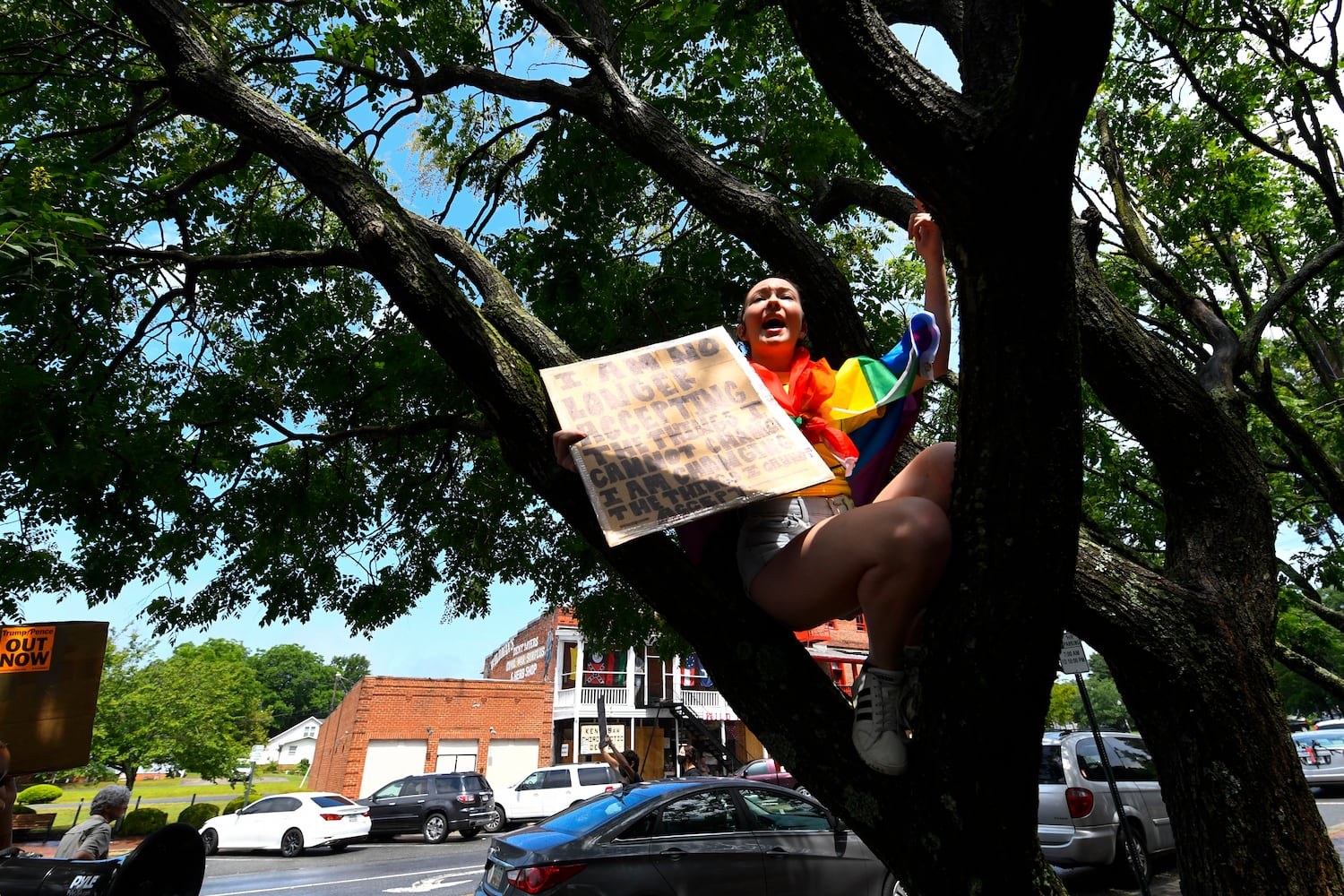 Photos: Protest at Wildman’s Confederate store in Kennesaw