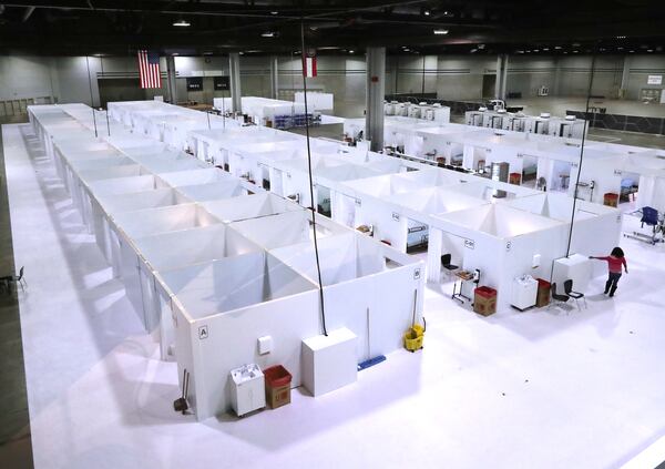 The alternative hospital bed capacity facility the state of Georgia is re-activating at the Georgia World Congress Center is seen during a tour on Tuesday, Dec. 29, 2020, in Atlanta. Curtis Compton / Curtis.Compton@ajc.com