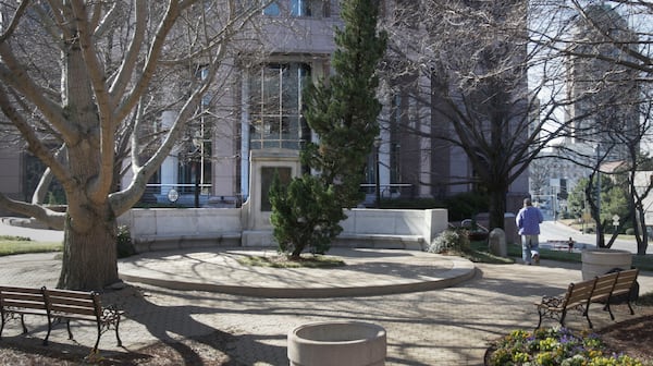 Pershing Point Park is dedicated to residents of Fulton County who died in World War I and is named for General George Pershing.  It is located on a triangular strip of land at the junction of Peachtree St. and West Peachtree St.  Bob Andres bandres@ajc.com