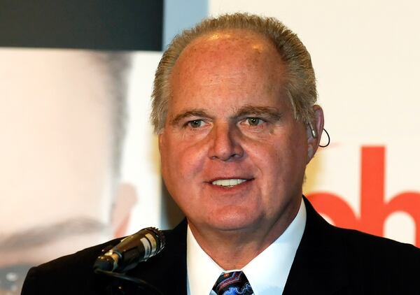 LAS VEGAS - JANUARY 27: Radio talk show host and conservative commentator Rush Limbaugh, one of the judges for the 2010 Miss America Pageant, speaks during a news conference for judges at the Planet Hollywood Resort & Casino January 27, 2010 in Las Vegas, Nevada. The pageant will be held at the resort on January 30, 2010. (Photo by Ethan Miller/Getty Images) Rush Limbaugh is top dog in the talk radio world for the ninth year in a row, according to Talkers magazine. CREDIT: Getty Images