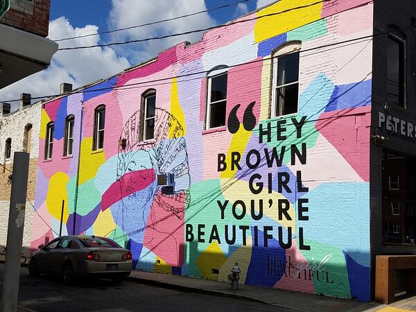 The "Hey Brown Girl" mural by Faatimah Stevens in Castleberry Hill went up in 2019 just before the civil unrest in the summer of 2020. (Courtesy of Atlanta Street Art Map)