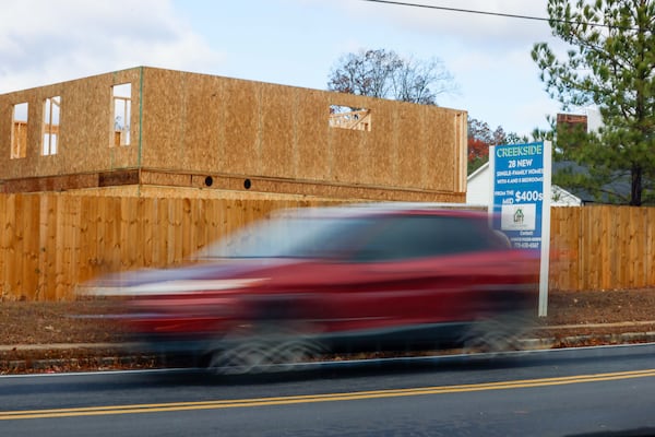 A construction site with single-family homes is spotted in Decatur on Wednesday, December 11, 2024. The housing market’s latest report is expected to be solid in 2025. Among the reasons for optimism is that one of the factors that ha
(Miguel Martinez / AJC)