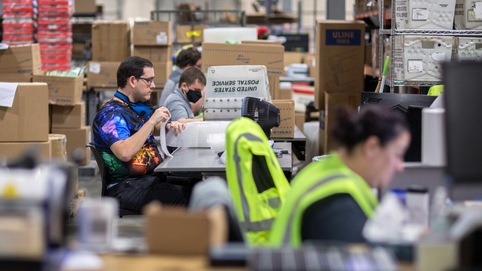 SAVANNAH, GA - JUNE 04, 2021: Fulfillment.com workers prepare, pack and ship items customerÕs online orders from the Savannah facility. (AJC Photo/Stephen B. Morton)