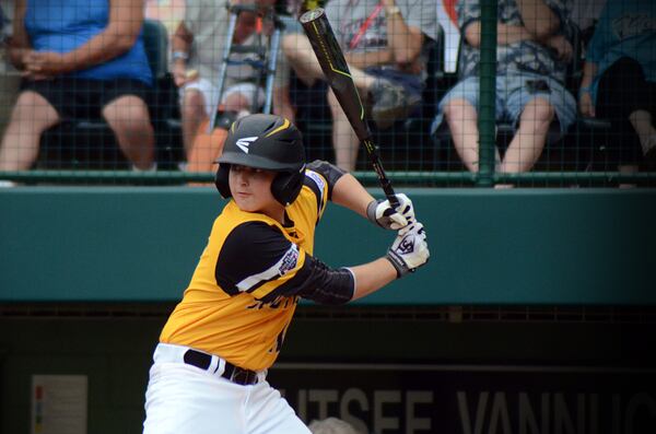 Peachtree City's Jansen Kenty prepares to swing against Japan at the Little League World Series in Williamsport, Pennsylvania on Aug. 26, 2018. (Photo: Mitchell Northam, mitchell.northam@coxinc.com, AJC)