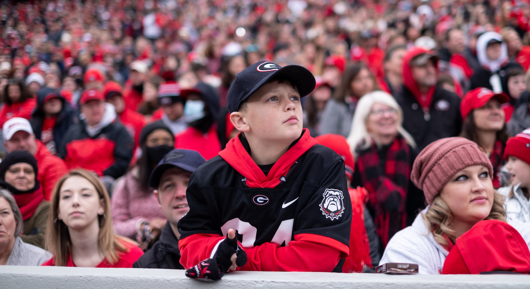 220115-Athens-Gavin Cole, 11, listens to the presentations during the National Championship celebration Saturday afternoon, Jan. 15, 2022, in Athens. Ben Gray for the Atlanta Journal-Constitution