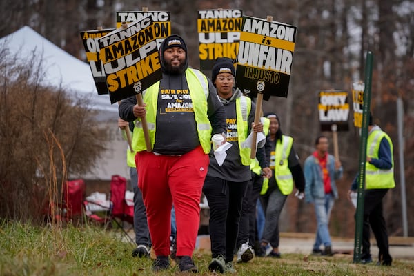 Picketing drivers from an Amazon facility in Alpharetta.