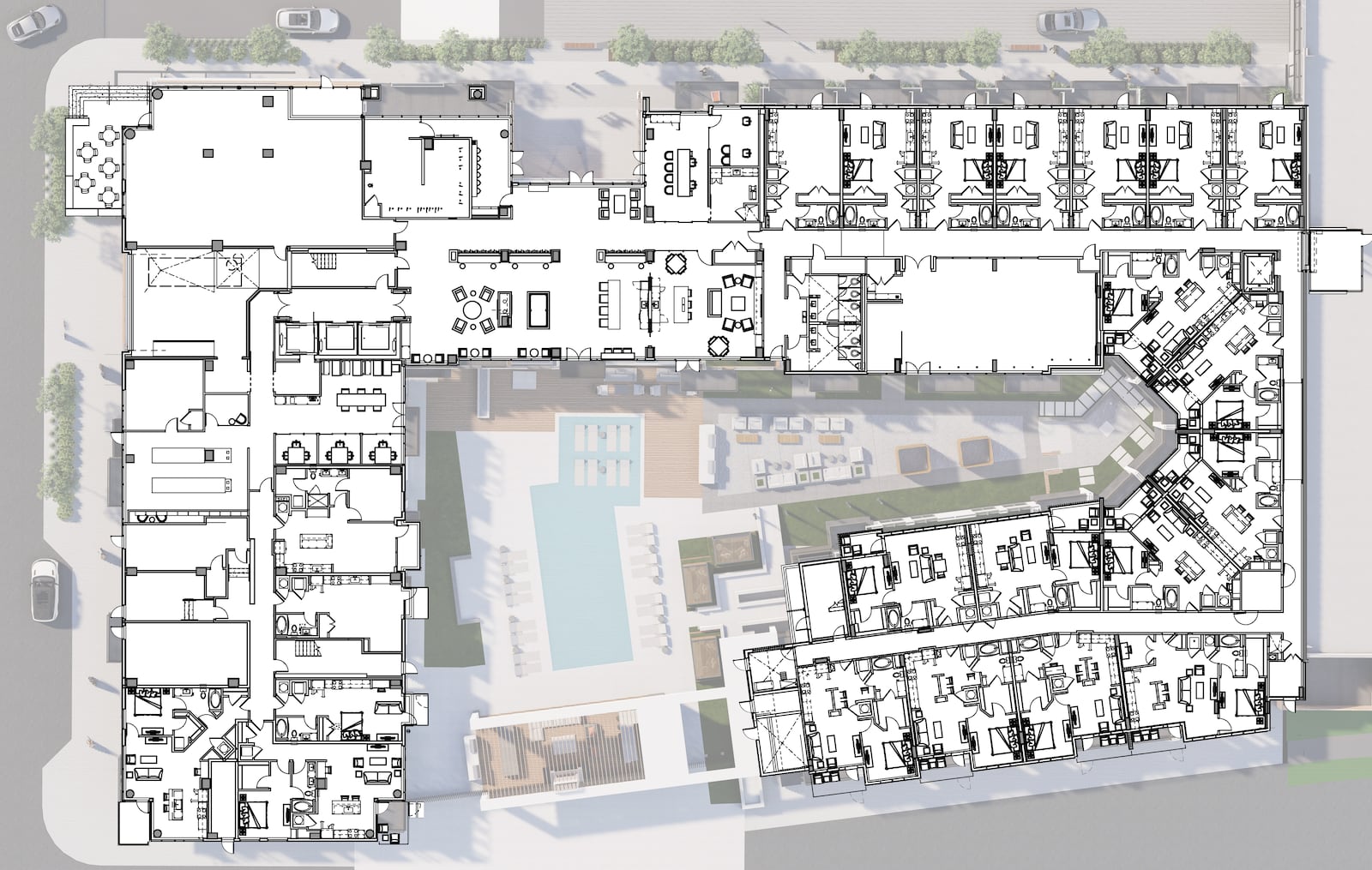 This is a site plan for The Grace apartment complex, which is part of the first phase of Georgia Tech and Trammell Crow Company's 18-acre Science Square project.