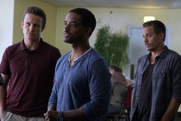 GAME OF SILENCE -- "Blood Brothers" Episode 101 -- Pictured: (l-r) David Lyons as Jackson Brooks, Larenz Tate as Shawn Cook, Michael Raymond-James as Gil Harris -- (Photo by: Annette Brown/NBC)