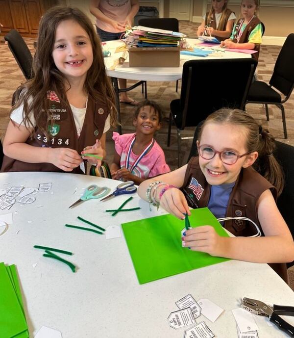 Girl Scouts include notes of kindness to the birthday bags. Photo courtesy of Girl Scout Troop 23134