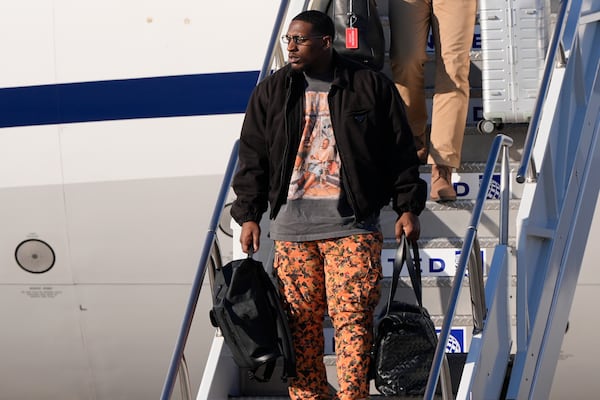 Kansas City Chiefs defensive tackle Tershawn Wharton arrives at New Orleans international airport, Sunday, Feb. 2, 2025, in Kenner, La. ahead of the NFL Super Bowl 59 football game between the Philadelphia Eagles and the Kansas City Chiefs. (AP Photo/Gerald Herbert)