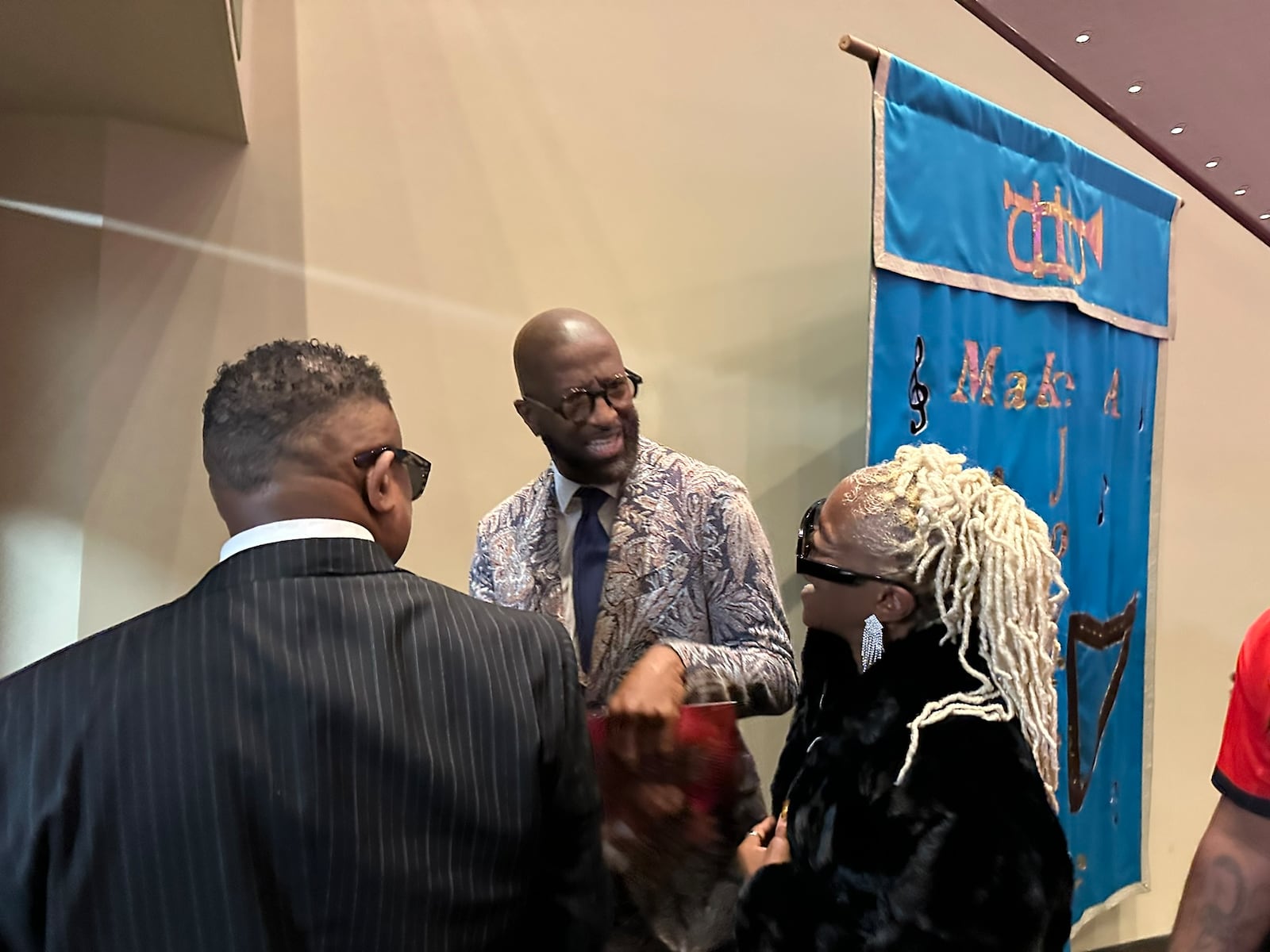 Rickey Smiley after the celebration of life for the late Wanda Smith at Word of Faith Family Worship Cathedral in Austell on Nov. 4, 2024. RODNEY HO/rho@ajc.com