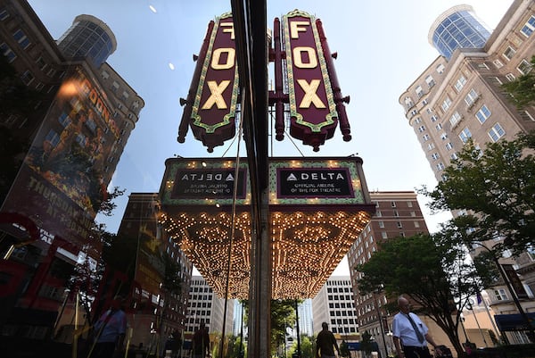 The marquee and the vertical sign use more than 3,000 bulbs. Until this year, those bulbs were incandescent, but a Grants to Green gift helped the theater replace all those bulbs with LED lights, which has cut energy consumption by 50%, according to Fox Theatre Institute Director Carmie McDonald. (HYOSUB SHIN / HSHIN@AJC.COM)