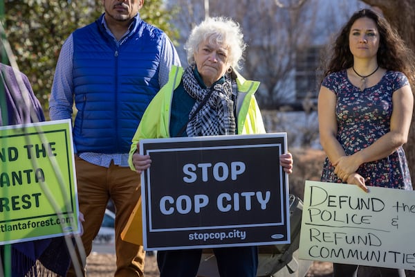 Supporters attend a press conference held by the family and attorneys of Manuel “Tortuguita” Teran in Decatur on Monday, February 6, 2023. Teran was killed last month near the site of Atlanta’s planned public safety training center. He was shot by police at least 13 times, attorneys for the family said. (Arvin Temkar / arvin.temkar@ajc.com)