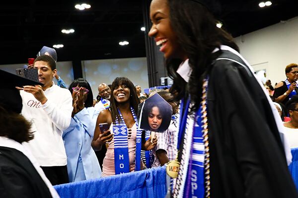 Graduates wait to take their seats at the 132nd Spelman College commencement ceremony on Sunday, May 19, 2019, at the Georgia International Convention Center. (Photo: ELIJAH NOUVELAGE/SPECIAL TO THE AJC)