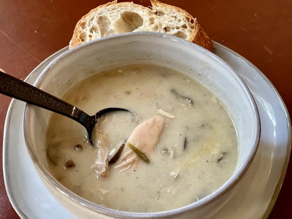 Mushroom soup from TGM Bread. (Angela Hansberger for The Atlanta Journal-Constitution)