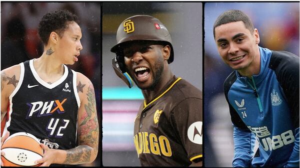 From left: Brittney Griner, Jurickson Profar and Miguel Almiron.