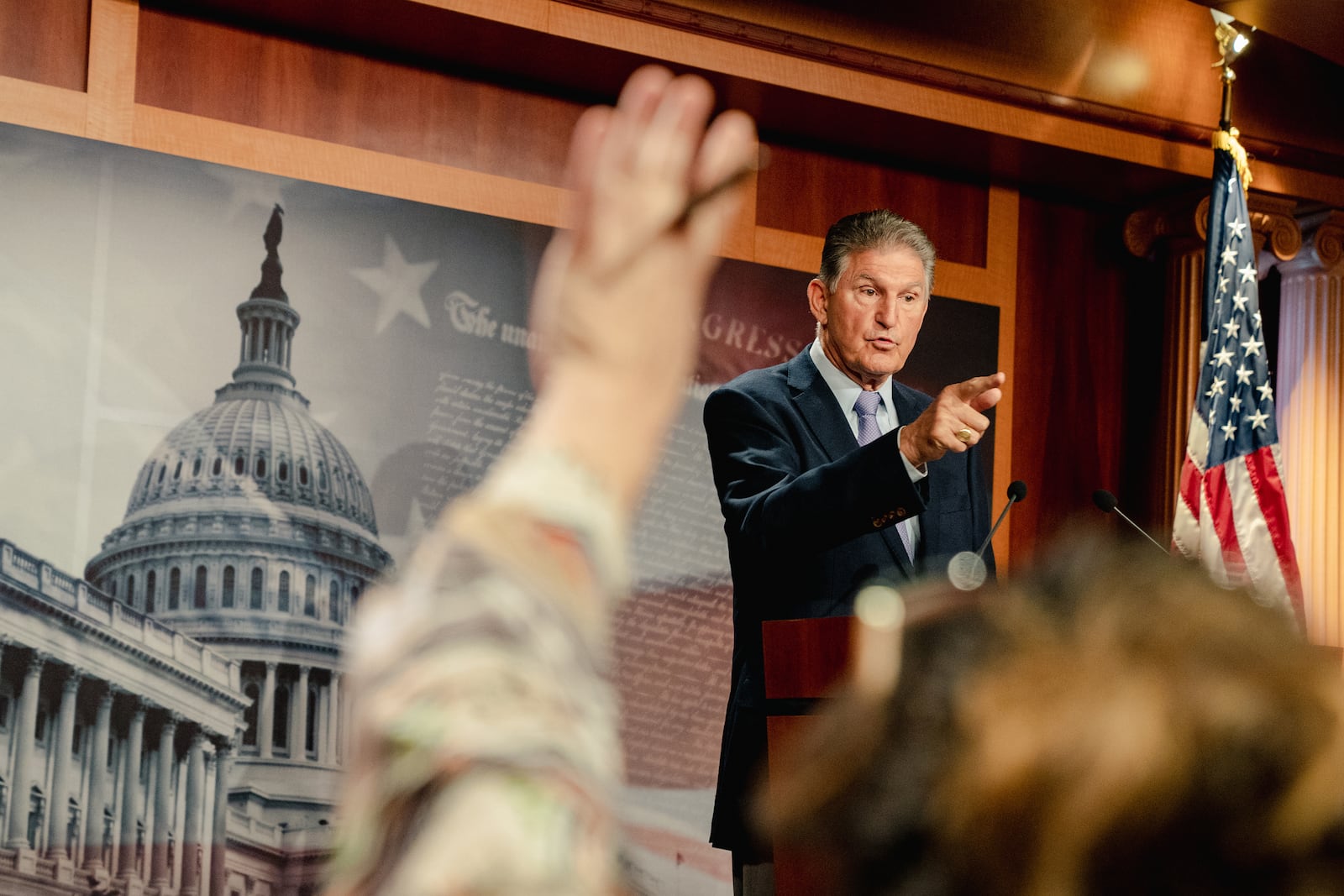 The Senate moved forward on legislation that would keep the government funded through mid-December after Sen. Joe Manchin, D-W. Va., agreed to strip out language related to environmental permitting reforms that Republicans and some Democrats opposed.(Shuran Huang / The New York Times)