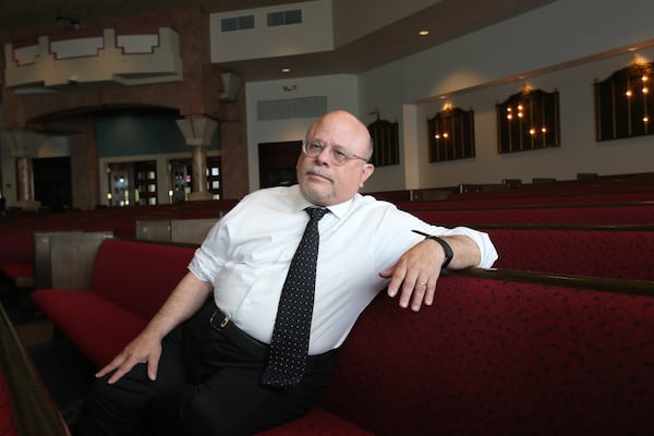 Rabbi Steven Lebow at the Temple Kol Emeth Marietta, GA discusses the Leo Frank case. (TYSON HORNE /TYSON.HORNE@AJC.COM)