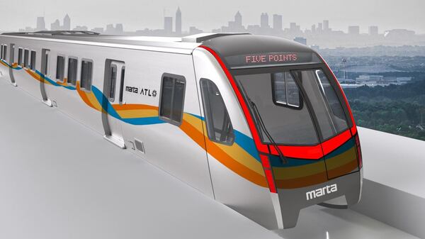 MARTA is seeking public comment on the exterior design of its rail cars. This is one of the "flowing ribbon" designs.