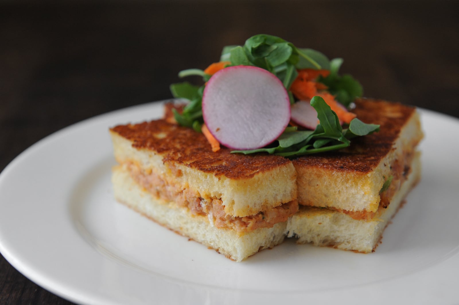 Toasted deviled ham tea sandwiches.(Becky Stein Photography)