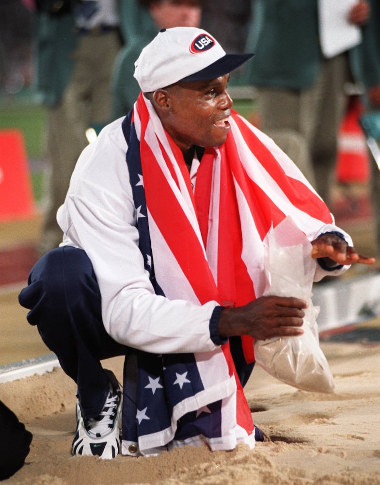 Carl Lewis wins the long jump