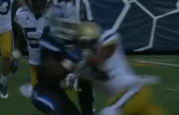 What appears to be a helmet-to-helmet hit by Corey Griffin on Duke's Shaun Wilson.