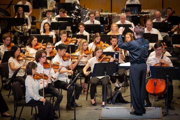 Brevard Music Center students and faculty participate in a dress rehearsal with Brevard artistic director Keith Lockhart. Photo: Denman Bennett