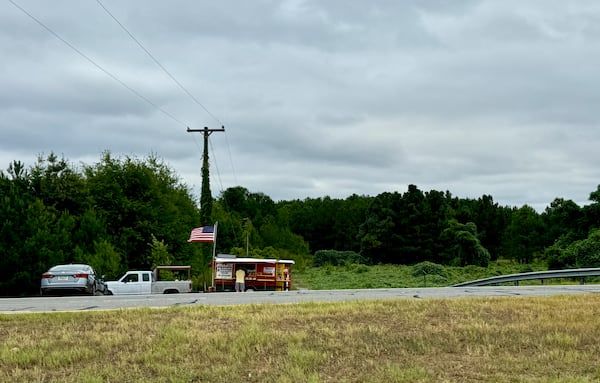 Melvin's Produce, which sits just off Exit 142 on I-75 along Georgia 96 in Middle Georgia's Peach County. (Joe Kovac Jr. / AJC)