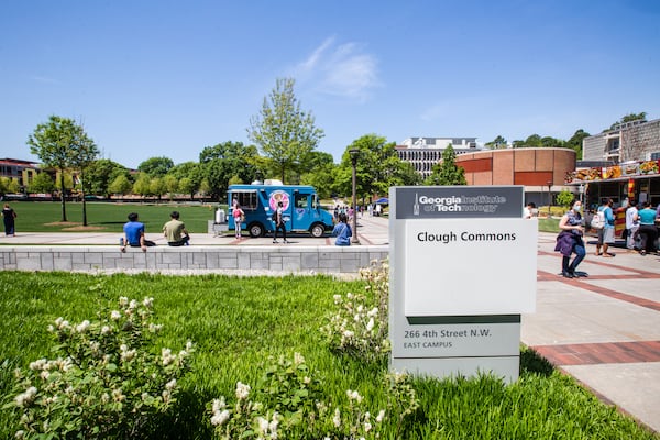 Students are on campus at Georgia Tech on Tuesday, April 13, 2021. (Jenni Girtman for The Atlanta Journal-Constitution)