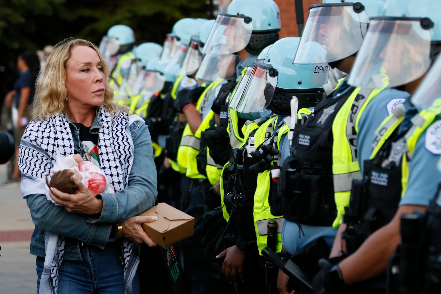 Protesters briefly clash with police.