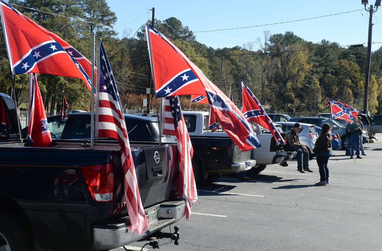 The protest is in response to a proposal to place a MLK memorial on Stone Mountain