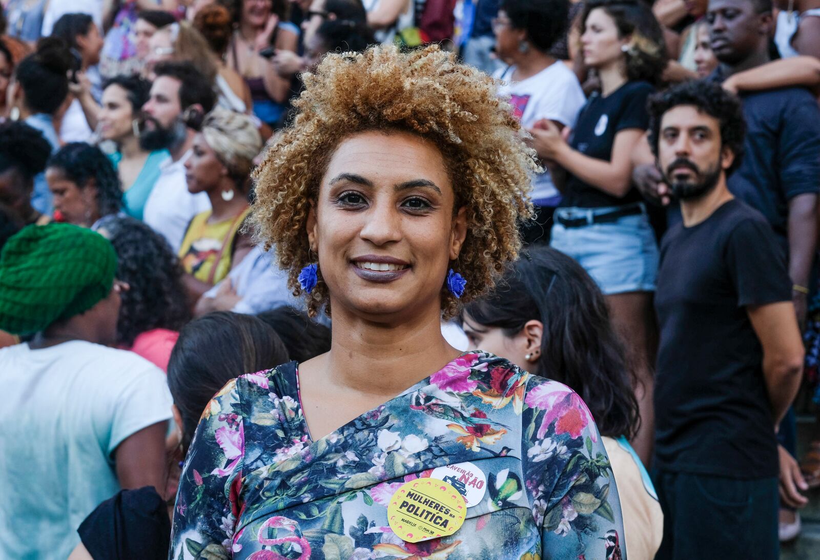 FILE - Councilwoman Marielle Franco poses for a photo at Cinelandia square in Rio de Janeiro, Brazil, Jan. 9, 2018. Franco was shot to death in 2018. (AP Photo/Ellis Rua, File)