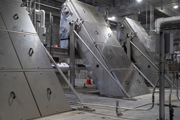 Fulton County officials tour the new water reclamation facility built on the grouds of the existing Big Creek Wastewater Treament center. Thursday, August 22, 2024 (Ben Hendren for the Atlanta Journal-Constitution)