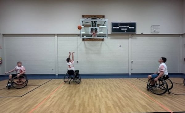 The Houston County Sharks warm up before a recent game.