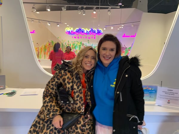 The owners of Sloomoo Institute, Karen Robinovitz and Sara Schiller, visited the Atlanta location on Nov. 16, 2022 before flying off to the new Chicago location. RODNEY HO/rho@ajc.com